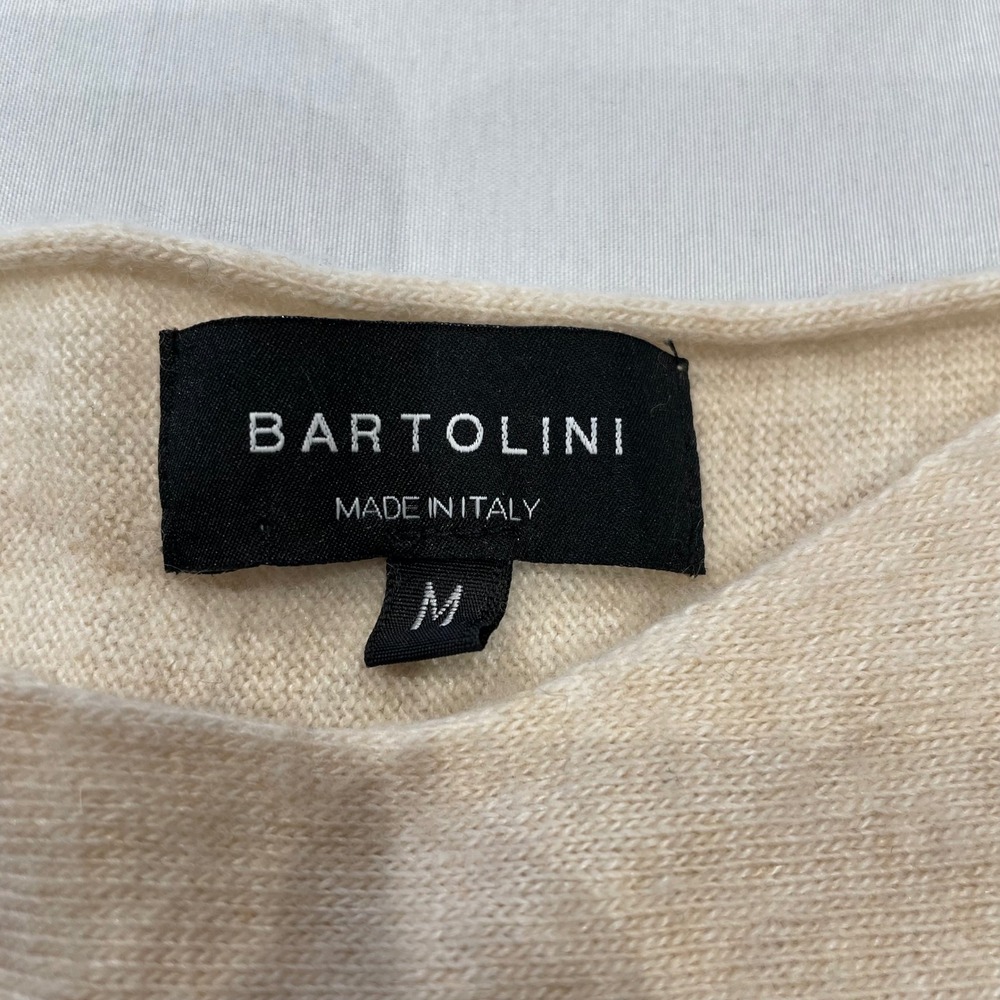 Bartolini Italy Womens Cashmere Wool Silk Blend Knit Sweater Cream Beige Medium - Picture 2 of 6